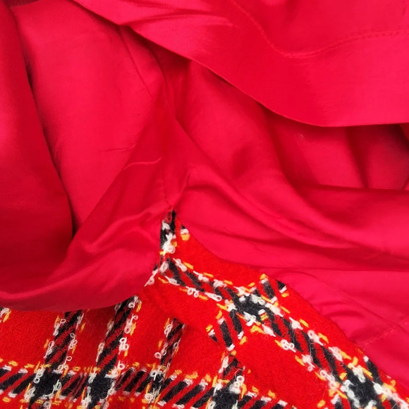 Evan Piccone red boucle vintage kick pleat skirt 8-12 - Picture 5 of 16